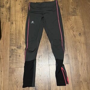 Salomon Endurance Trail Running Tights Light Compression Mesh Black Red S